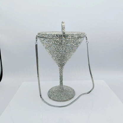 Jewels Martini purse Diamond Evening Purses Crystals Bridal Handbag Dinner Purses Rhinestone Party Clutch Bags