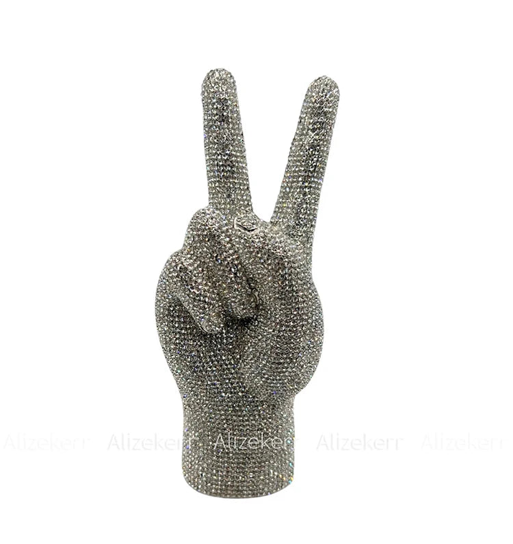 Victory Hand Shaped Diamond Evening Luxury Designer Unique Stylish Rhinestone Purse