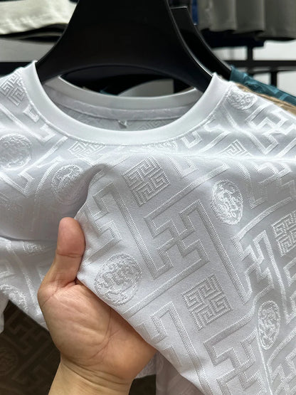Silk Breathable Short Sleeve Men O-neck Top Cool Comfortable T-shirt