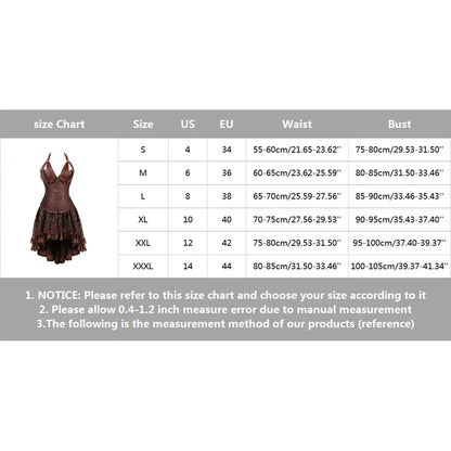 Corset Dress Brown Lace Woman Skirt Plus Size Halloween Faux Leather Brown / XXXL / United States Brown / XXL / United States Brown / M / United States Brown / XXXL / United States-Brown / XXL / United States-Brown / M / United States-Brown / L / United States-Brown / XL / United States-Brown / S / United States-