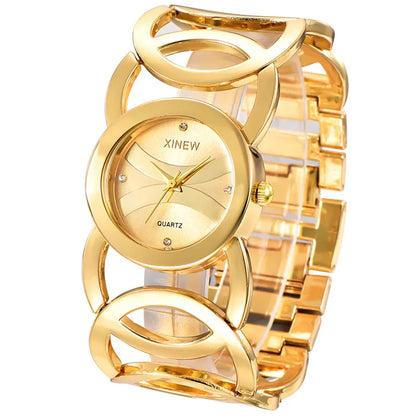 Ladies Casual Golden Luxury Quartz Bracelets Watch