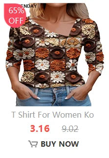 T Shirt For Women Fashion Long Sleeve Top White Floral Print Shirt
