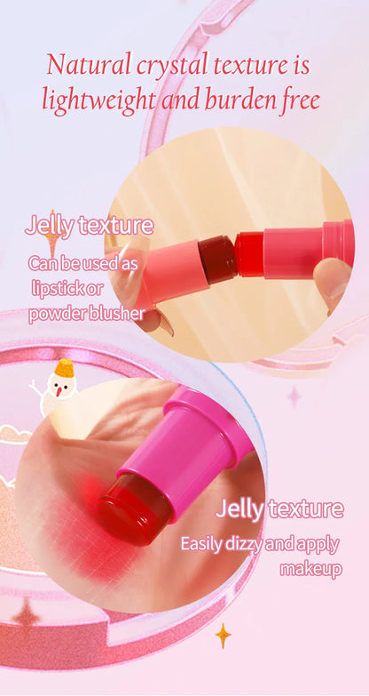 3-in-1 Cheek Lip Tinted Moistured Blush Stick Eyes Cheek Lip Brighten Cream Water Jelly Tint Stick Matte Contour Makeup