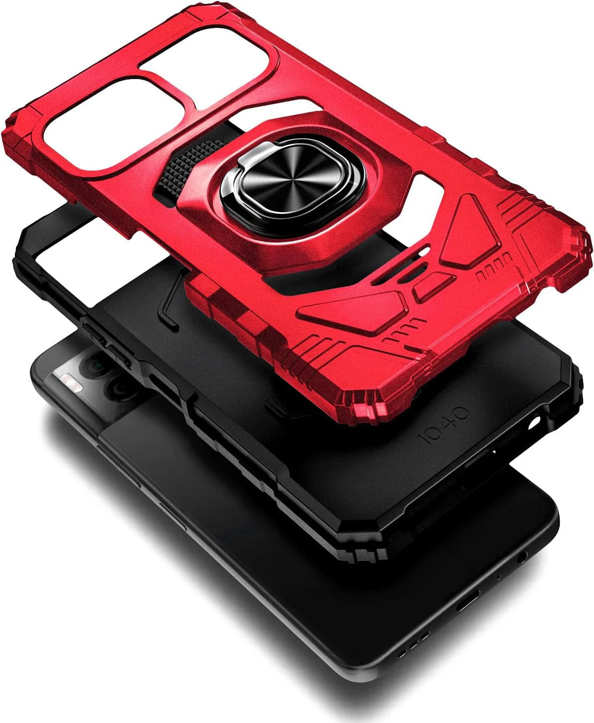 For T-mobile Revvl 7/Revvl 7 Pro 5G Magnetic Ring Holder Stand Shockproof Armor Case KickStand Phone Cover+Tempered Glass