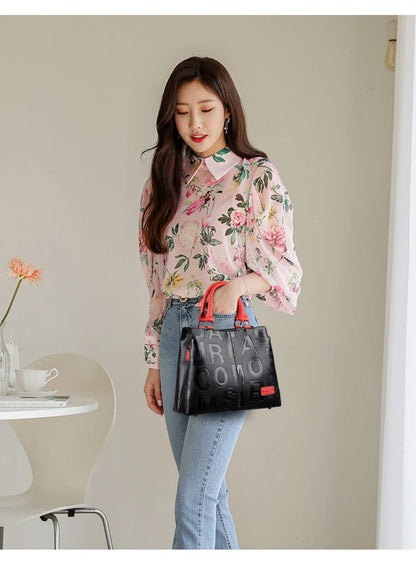 2-layer pockets Letter Printing Luxury Handbags Women Leather Bags Vintage Ladies Shoulder Crossbody Bags for Women Tote Bag