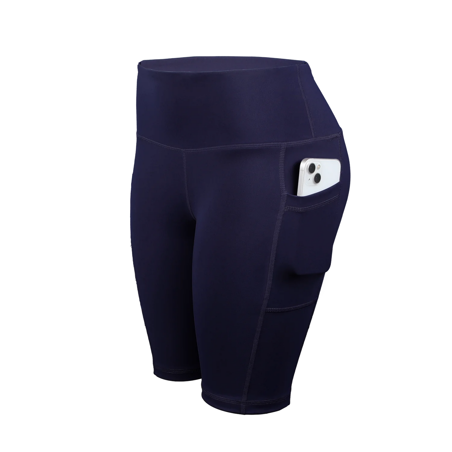 Solid Yoga Shorts with 3 Pockets High Waist Butt Lifting Elastic Cycling Shorts Activewear