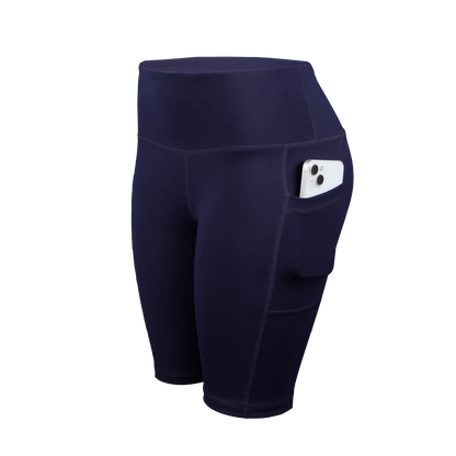 Solid Yoga Shorts with 3 Pockets High Waist Butt Lifting Elastic Cycling Shorts Activewear