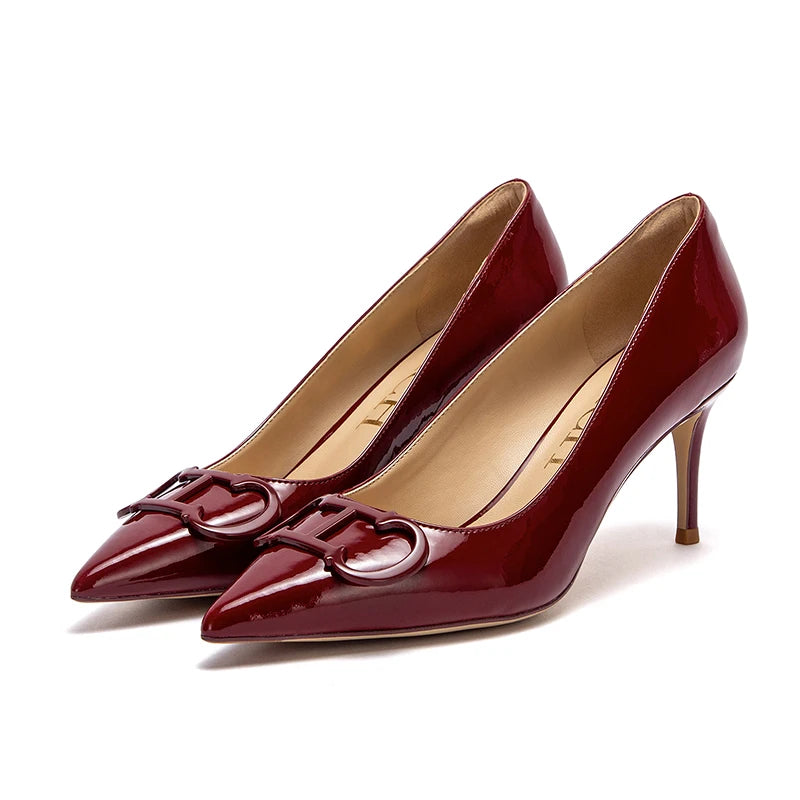 Solid Colour Classic Style New Women's Single Shoes Retro Simple Exquisite Women's High-heeled Shoes