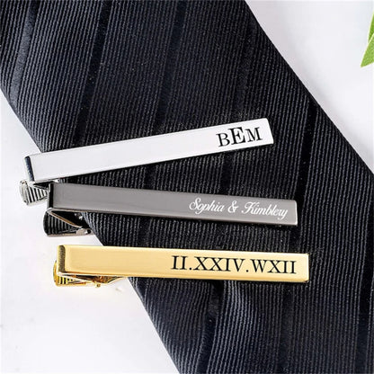 New Stainless Steel Tie Clip Bar Custom Name Tie Clips Christmas Jewelry DIY Engraved LOGO