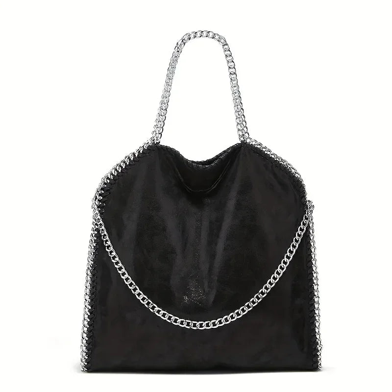 Chain Shoulder Bag, Large Capacity Tote Bag, Fashion Woven Hobo Bag For Women
