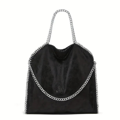 Chain Shoulder Bag, Large Capacity Tote Bag, Fashion Woven Hobo Bag For Women