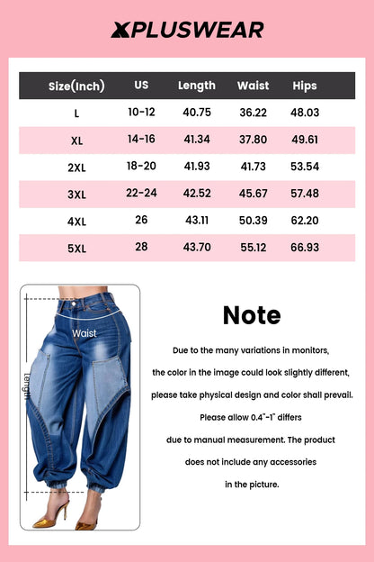 Plus Size Daily Blue Jogging Denim Jeans Women 2025 Fashion