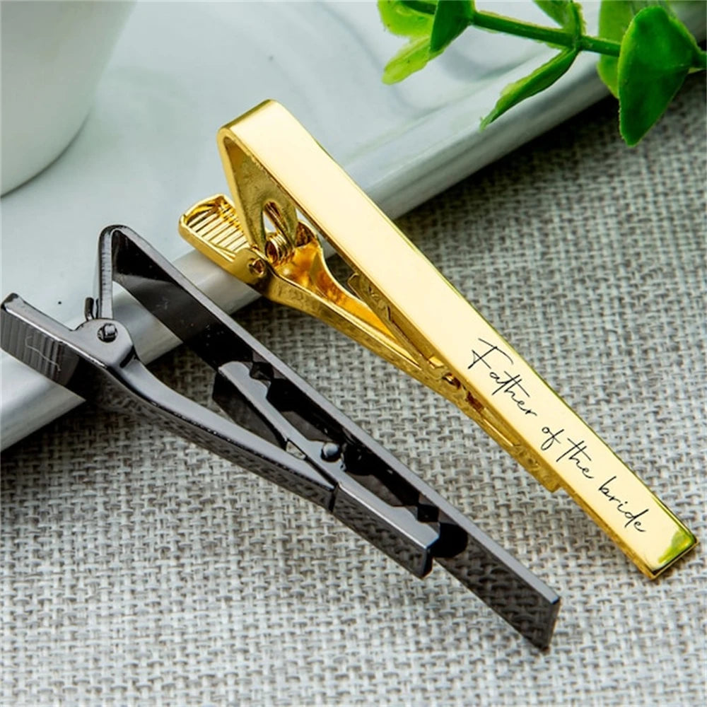 New Stainless Steel Tie Clip Bar Custom Name Tie Clips Christmas Jewelry DIY Engraved LOGO