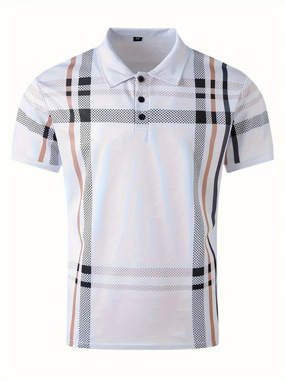 casual lapel polo shirt, men's fashionable versatile pullover short sleeved t-shirt