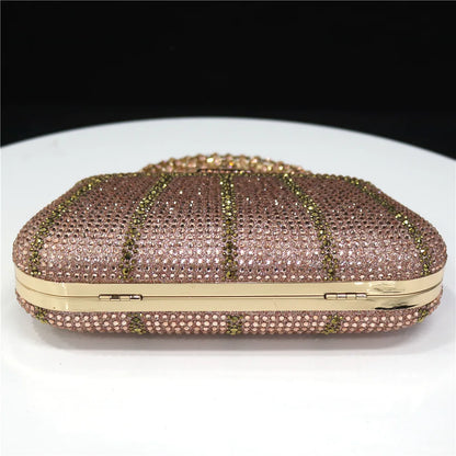 Exquisite Evening Bag With Diamond Design Fashion Handle Clutch Rhinestone Embellished Long Chain Bag