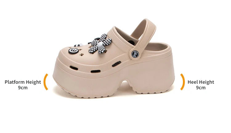 Slipper Clog Woman charm Sandal Flip Flops High Heel Platform Slides - Fashionqueene.com