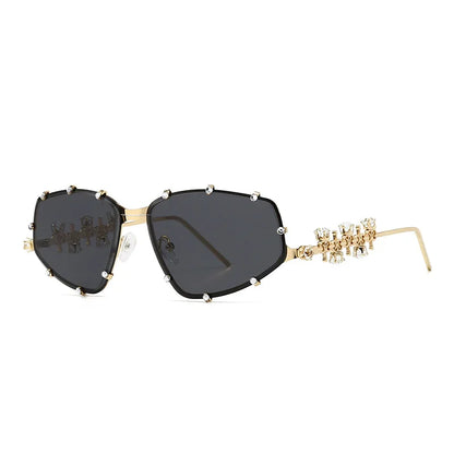 Designer Dimaond Street Sunglasses Women Crystal Irregular