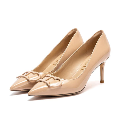 Solid Colour Classic Style New Women's Single Shoes Retro Simple Exquisite Women's High-heeled Shoes