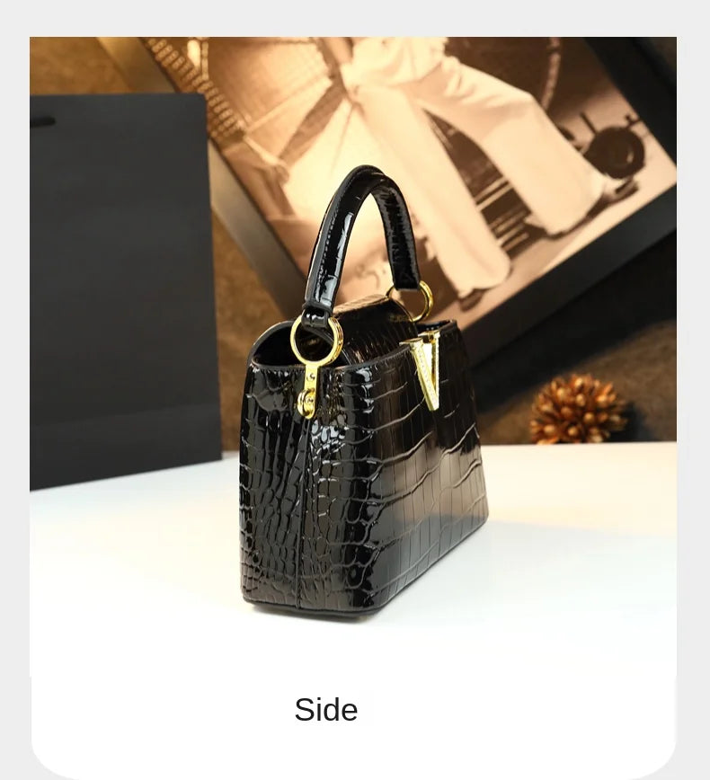 Crocodile Pattern Leather Handbag Luxury Fashion Small Shoulder Messenger Bag Portable Crossbody Shell Bags