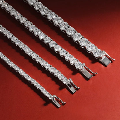 OEVAS 3MM/4MM/5MM/6.5MM Moissanite Tennis Necklace For Women Top Quality 100% 925 Sterling Silver Sparkling Party Fine Jewelry