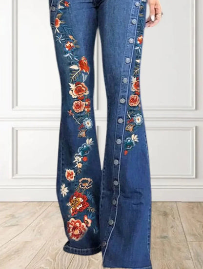 High Waisted Wide Leg Jeans Casual Patchwork Retro Y2K Pants Trousers