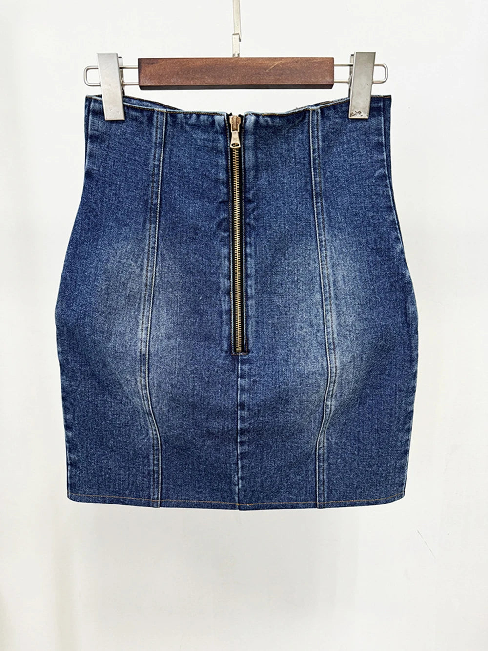 Women'S Double Breasted Slim Fit Denim Blazer Long Sleeve Jean Jacket High Waisted Pencil Mini Skirt Set