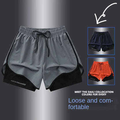 Sports Three Piece Pants Anti glare Double layered Sports Shorts for Men and Women