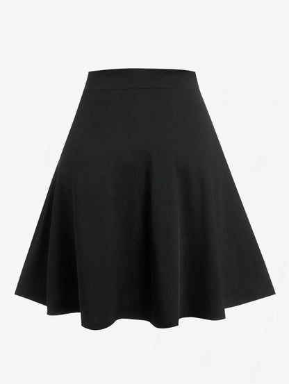 Plus Size Women's Gothic Skirt Casual Plain Chain Detail High Waisted