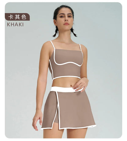 1/2PCS Yoga Set for Women Tennis Outfits Sports Bra Badminton Skirts Workout Sportswear Running Gym Wear Athletic Suits