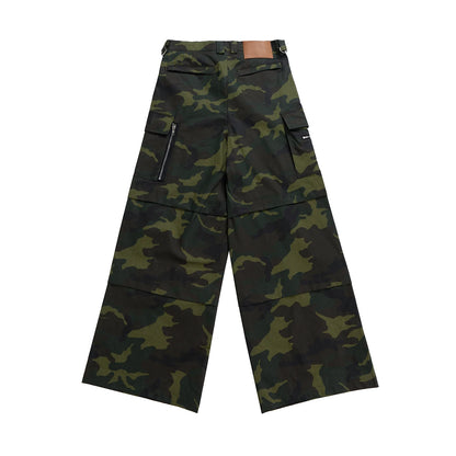 Color Match Multi-pockets Camouflage Cargo Pants for Men and Women Patchwork Baggy Overalls