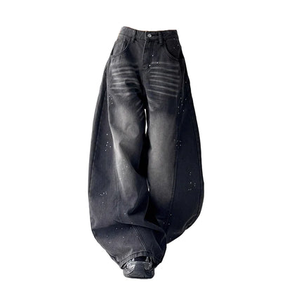 Women's Black Gothic Jeans Cargo Baggy Trousers Y2K American Harajuku High Street 2000S Aesthetic Wide Leg Jeans Pants 2025 New