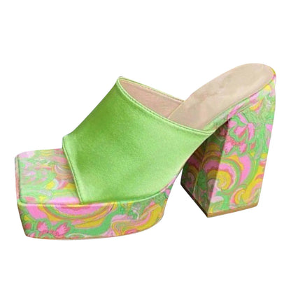 Cow Print Peep Toe Sandals Thick High Heel Wedge Platform Shoes Black / 37 / United States Black / 38 / United States 