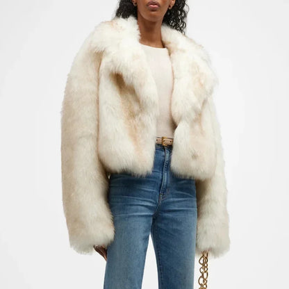 Winter Fur Coat Women Short Lazy Wind Fox Fur Jacket Cropped Fluffy