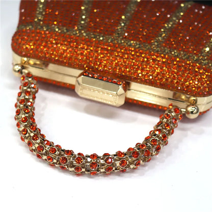 Exquisite Evening Bag With Diamond Design Fashion Handle Clutch Rhinestone Embellished Long Chain Bag