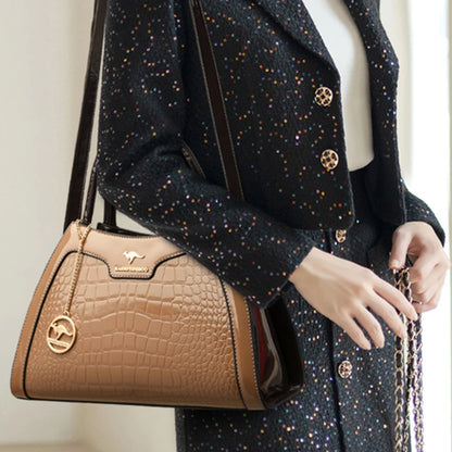 Luxury Patent Leather Handbags for Women Designer Crocodile Pattern Women's Shoulder Crossbody