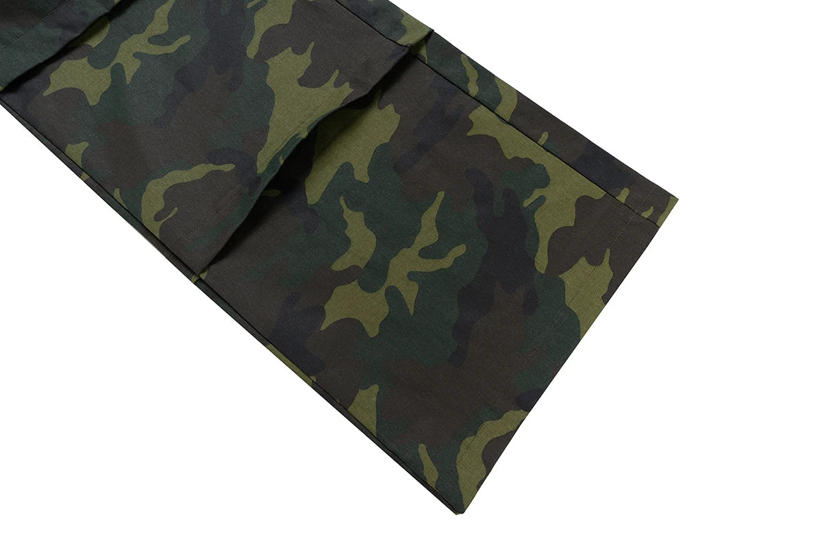 Color Match Multi-pockets Camouflage Cargo Pants for Men and Women Patchwork Baggy Overalls
