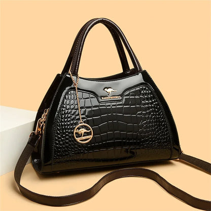 Luxury Patent Leather Handbags for Women Designer Crocodile Pattern Women's Shoulder Crossbody
