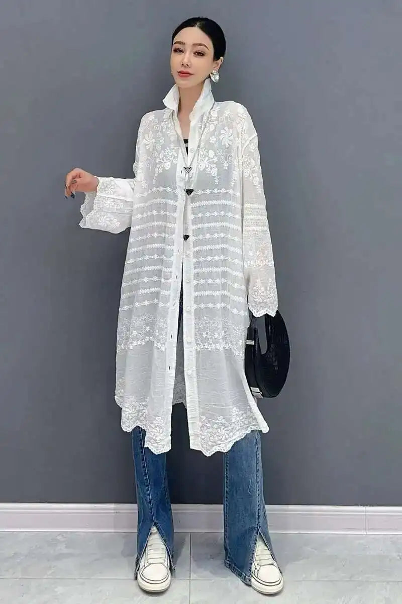 Long Sleeve Blouse Sunscreen Overcoat Trendy Casual Loose Women's Long Shirt