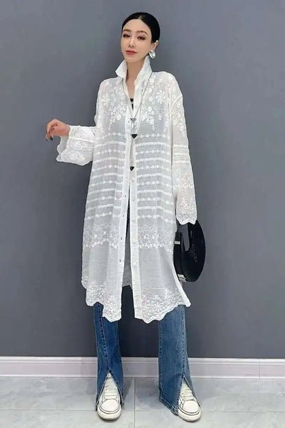 Long Sleeve Blouse Sunscreen Overcoat Trendy Casual Loose Women's Long Shirt