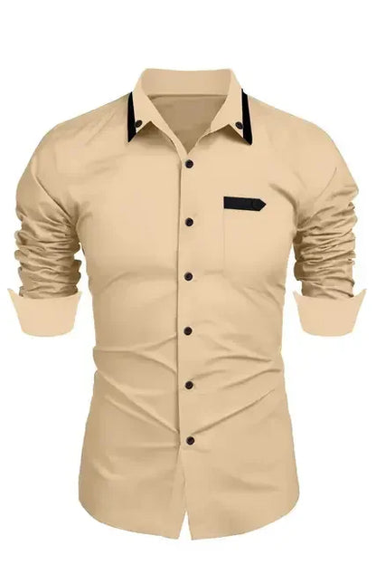 Men's Casual Solid Color Long Sleeve Shirt Soft and Comfortable
