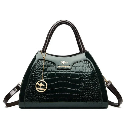 Luxury Patent Leather Handbags for Women Designer Crocodile Pattern Women's Shoulder Crossbody