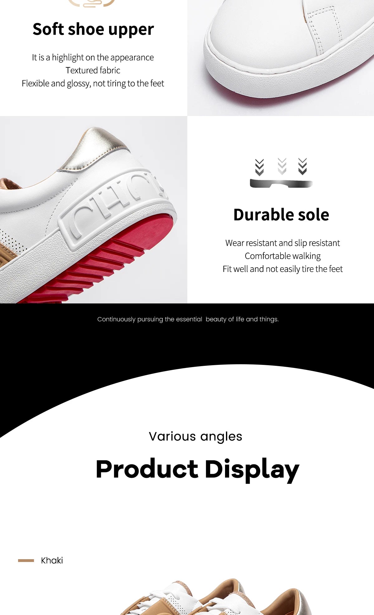 Women Casual Shoes White Flat Board Balance Technology Press Insole Comfort Sneakers