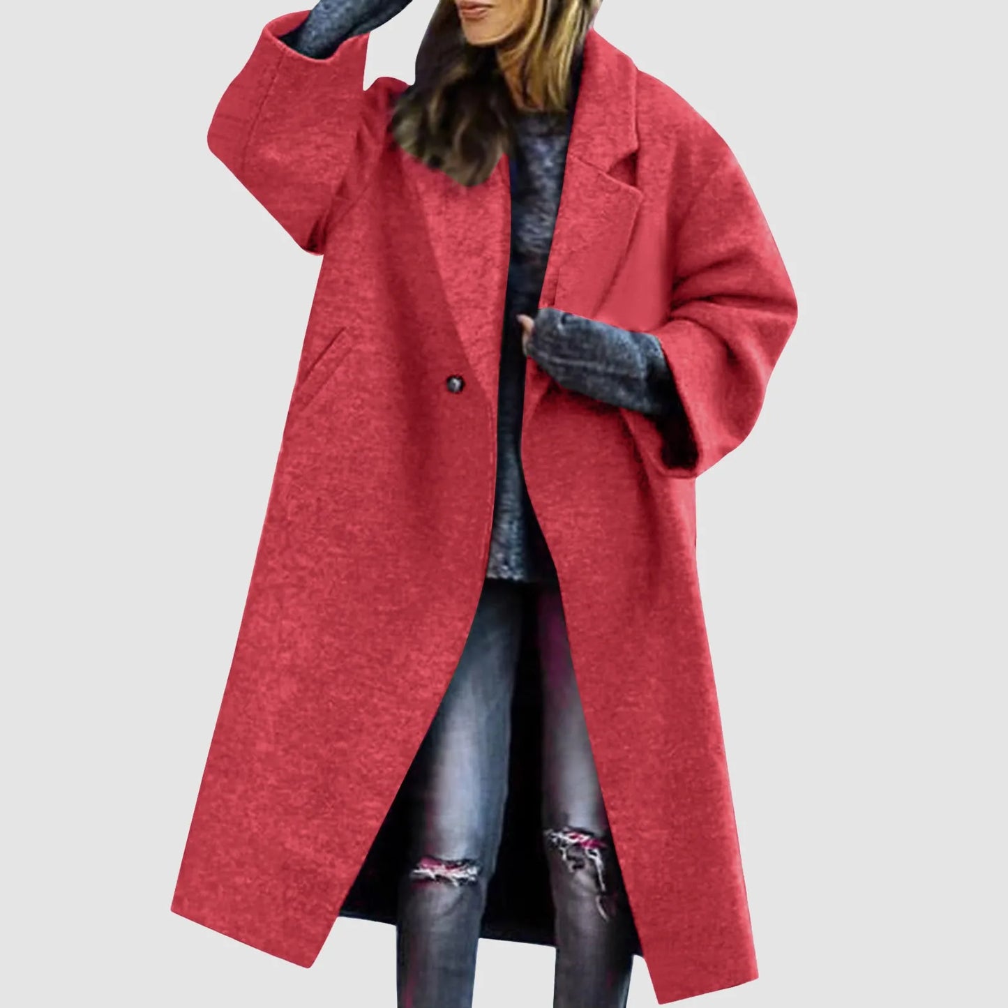 Women Cardigan Loose Women's Winter Double Breasted Midi Long Wool Coat Notch Lapel Womens Lightweight Cardigans with Pockets