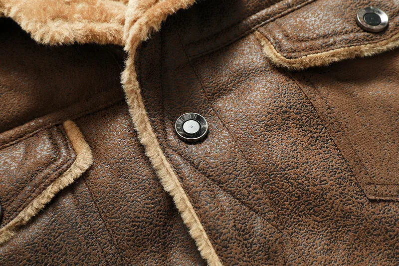 Men Suede Leather Coat High-quality Warm Jacket Casual Leather Jacket