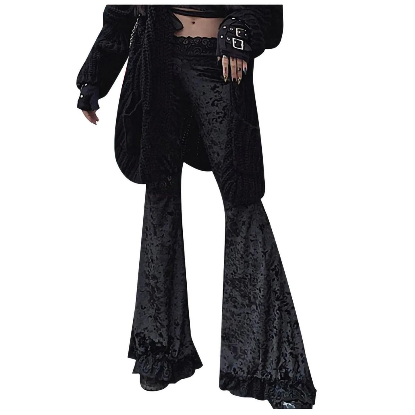 Cargo Pants Women High Waisted Fashion Long Pants Women Pants Gothic Lace Pants Paneled Wide-Leg Pants брюки женские
