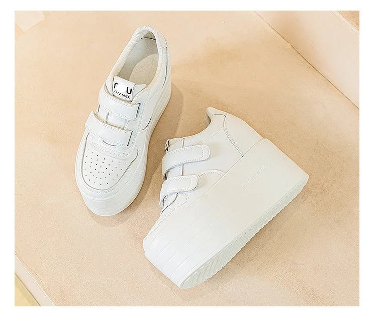 High quality 12cm Synthetic Genuine Leather Boot Ankle Platform Wedge High Brand Chunky Sneaker Shoes