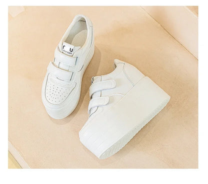 High quality 12cm Synthetic Genuine Leather Boot Ankle Platform Wedge High Brand Chunky Sneaker Shoes