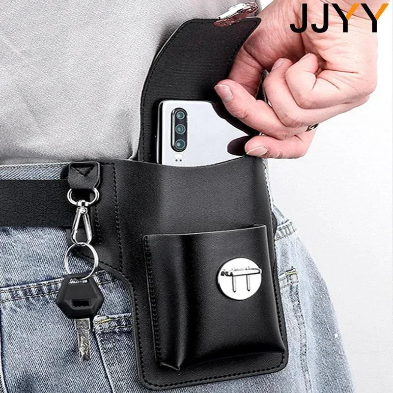 1PC Multifunctional Mens Leather Mobile Phone Bag Belt Clip Travel Hiking Case Cover