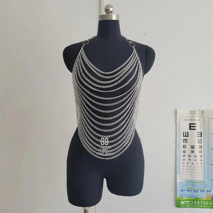 Chest Accessories Tassel Bra Jewelry Metal Multi-Layer Body Chain Bodycon Crop Top Silver-45CM / One Size / CHINA Gold-45CM / One Size / CHINA Silver-45CM / One Size / CHINA-Gold-45CM / One Size / CHINA-