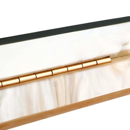 Womens Handbag Green Beige Striped Acrylic Luxury Casual Cute Box Clutch Purse